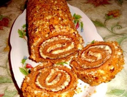 Рулет с начинокой из орехов