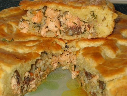 пирог с семгой и рисом